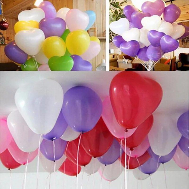 10 шт./лот Горячее предложение 10 дюймов латексный воздушный шар в форме сердца воздушные шары надувные свадебные украшения для дня рождения плавающие Воздушные шары игрушки 7Z