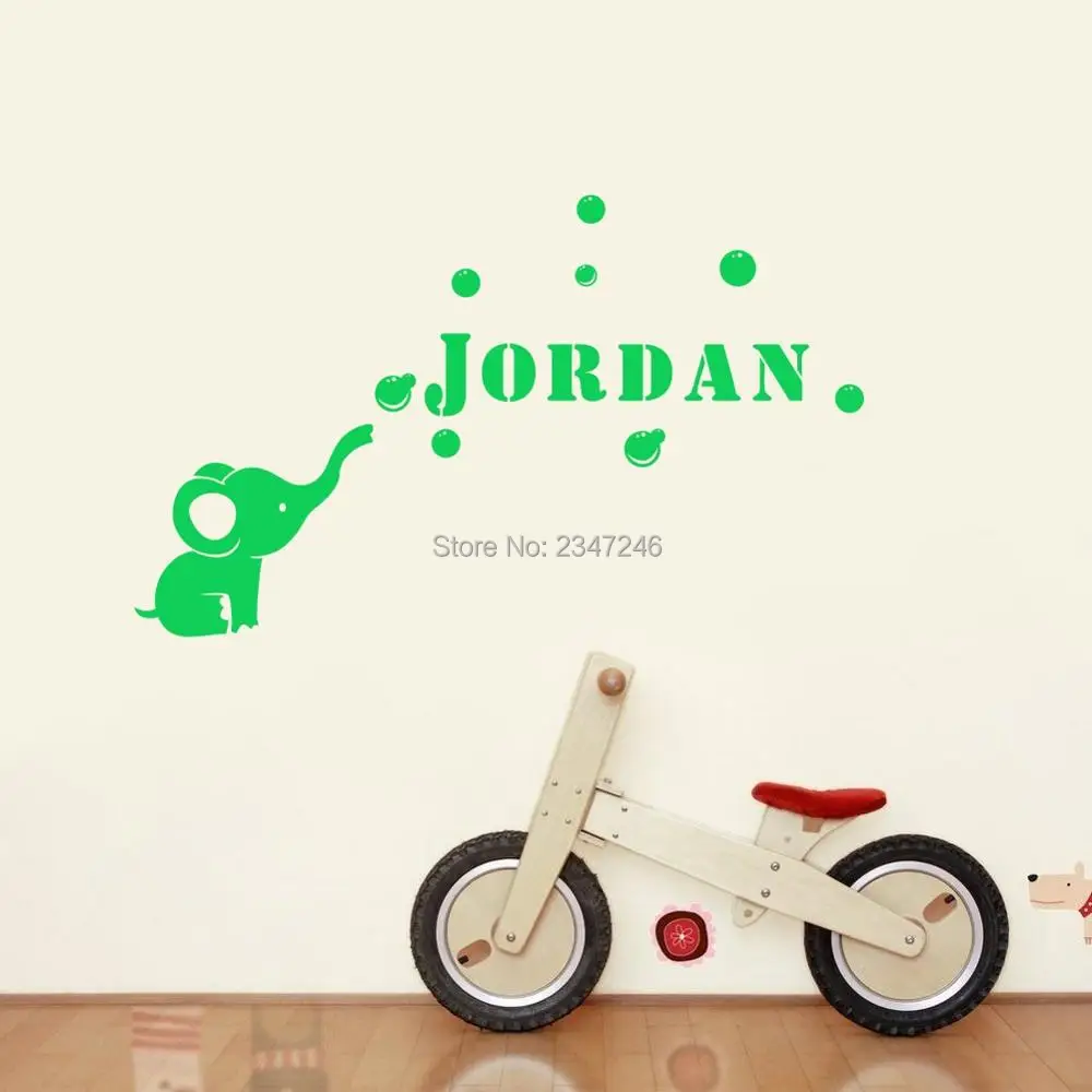 Personalized Cute Calf Elephant Bubbles Vinyl Wall font b Sticker b font font b Custom b
