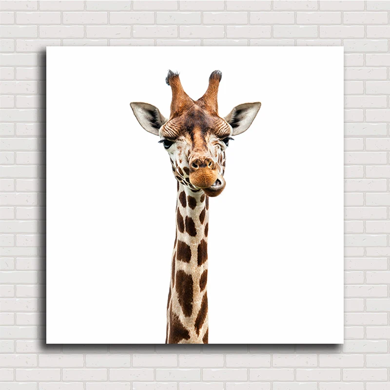 Frameless The Cool Giraffe Painting Printed On Canvas Wall Art