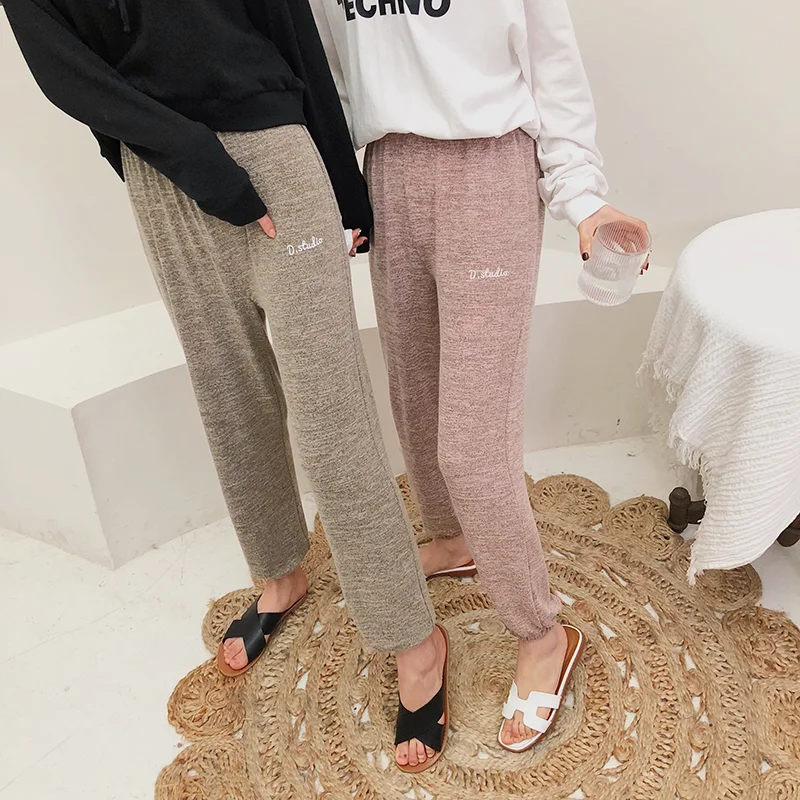 

Women Loose Pant Spring Autumn Thin Casual Trousers Letters Embroidery Lazy Sleep Pants