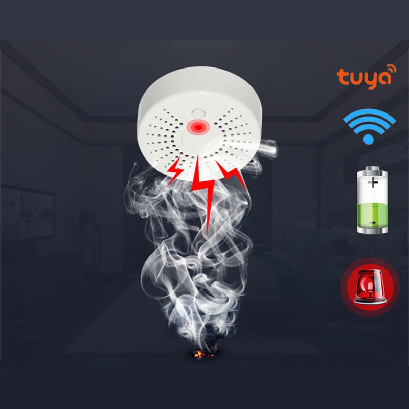 Smart Life App Wi-Fi детектор дыма и высокая температура сигнализации Wi-Fi датчик дыма без концентратора требуется работа с IFTTT батарея в комплекте