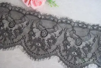 

Hot Sale 6 Yards Black 18cm Width Super Wide Eyelash Lace Trim Mesh For Handmade DIY Decoration