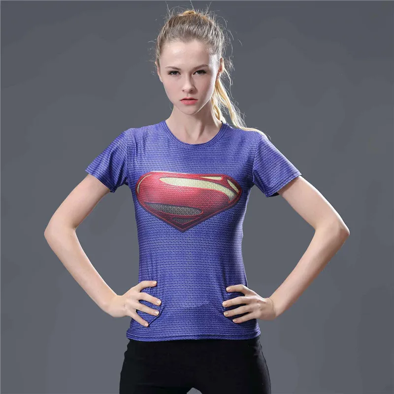 Женская футболка, топ для йоги, фитнеса, компрессионная рубашка, женская футболка, 3D принт, розовый, Супермен, для занятий спортом, йогой, рубашка, женские футболки, топы - Цвет: 5