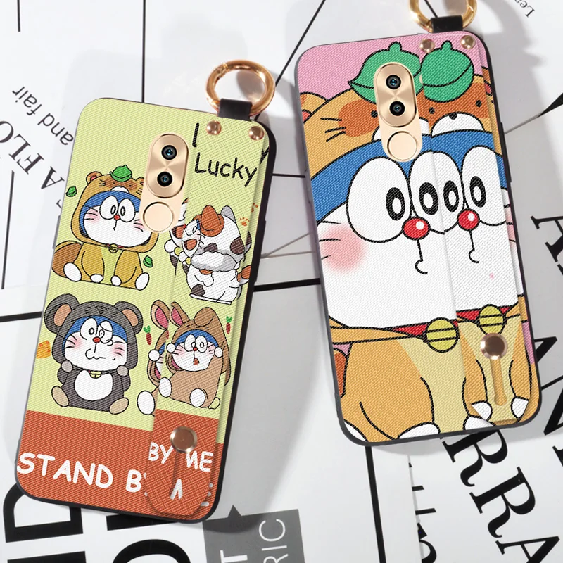 

Wrist Strap Cartoon Cat Bumper Cases For Huawei Honor 5C 5X 6A 6X Luxury Silicone Cover Bag Case For Huawei GR3 GR5 2017