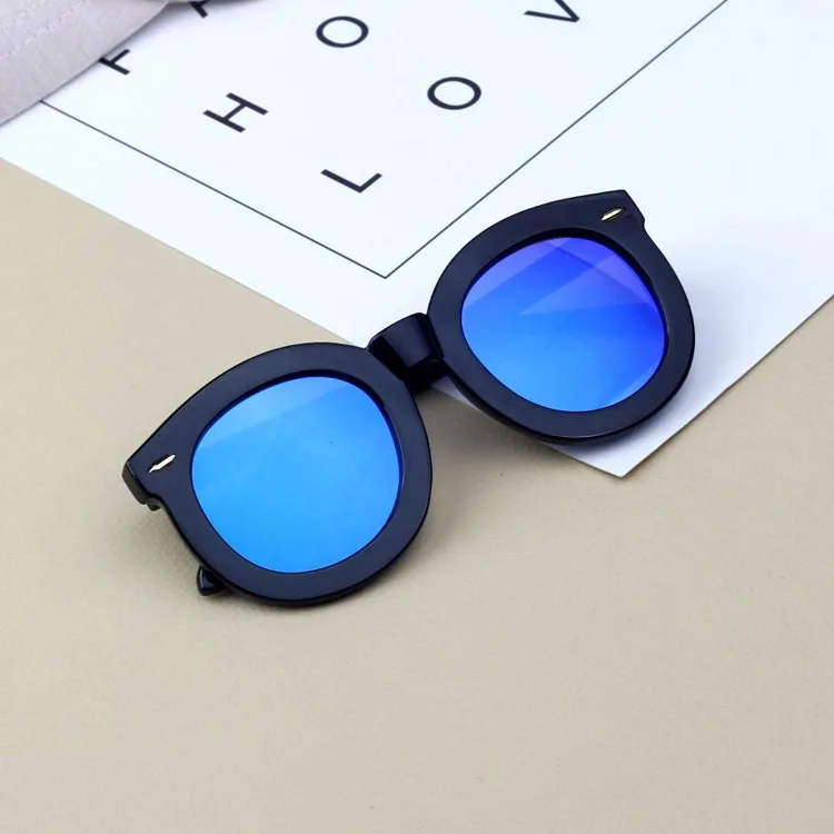 Iboode детские солнцезащитные очки широкая сторона Детские солнечные очки, цветные детские очки для мальчиков большая в круглой оправе с заклепками для девочек Оттенки Óculos UV400 - Цвет линз: 2