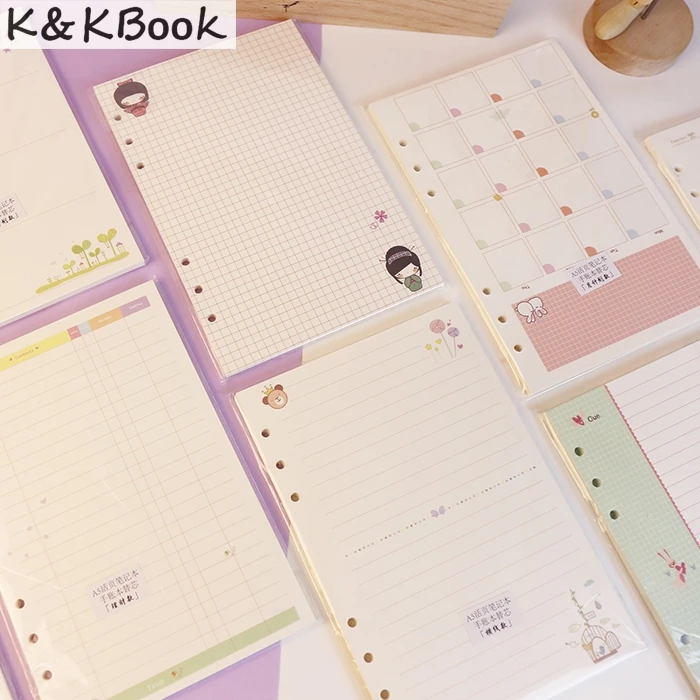 

K&KBOOK Cute Girly Series Notebook Papers A5&A6 Diary Color Inner Core Planner Filler Paper Inside Page Creative Stationery