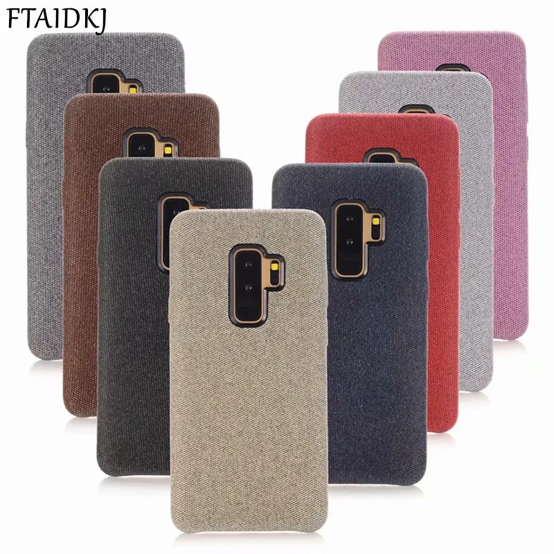 

FTAIDKJ Luxury Sand Pattern Vintage Cloth Skin Soft Phone Case For Samsung Note 8 9 S8 S9 Plus Business Canvas Back Cover Coque