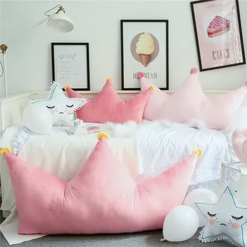 

90x43cm INS Cute Star Crown Shape Pillow Pink Cushion Gift Birthday Party Room Decoration Boy Girls Sleeping Bedding Pillows