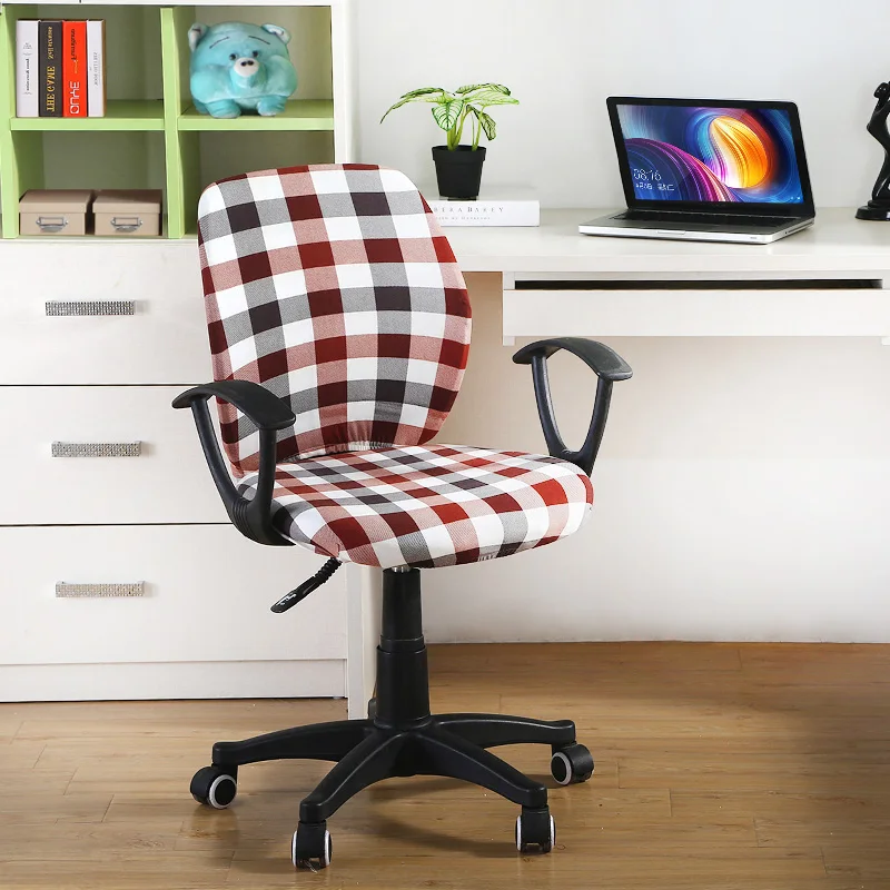 Модный проверенный чехол для компьютерного офисного стула с принтом сбоку, чехол для подлокотника стула, чехол для сиденья, Стрейчевые вращающиеся чехлы для стульев