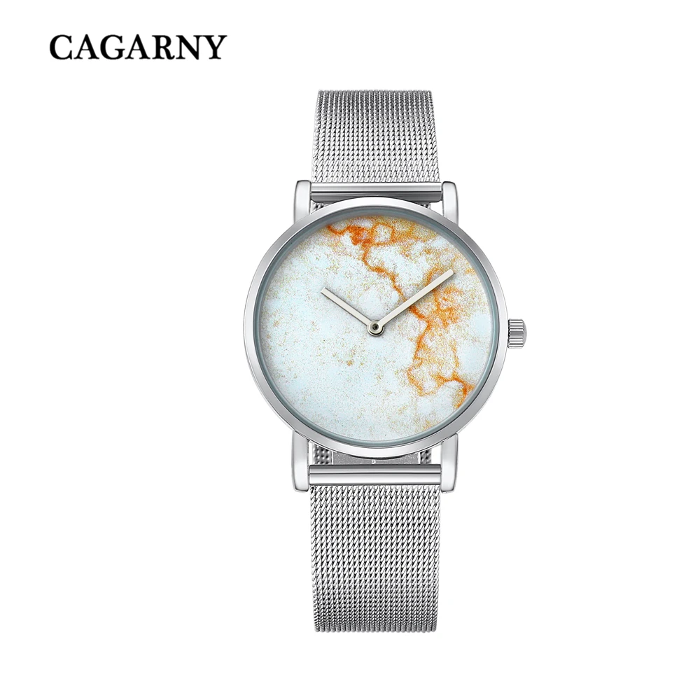 top luxury brand cagarny quartz watch women silver stainless steel mesh band simple style ladies wrist watches waterproof 2019 trendy (11)