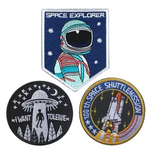 Космические приключения 3D вышитый нарукавник Космический Шаттл астронавт логотип значок Рюкзак для одежды спорт на открытом воздухе персональный патч