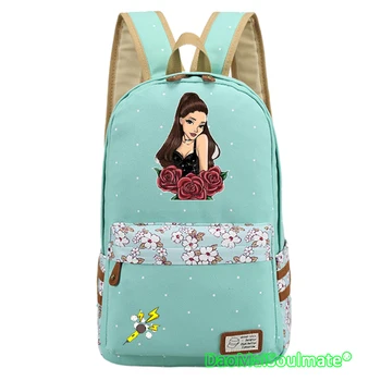 

Grande Cartoon Music Girls School Bags Women Flower Canvas Bags Student Laptop Backpacks Satchel Students Shoulder Bag