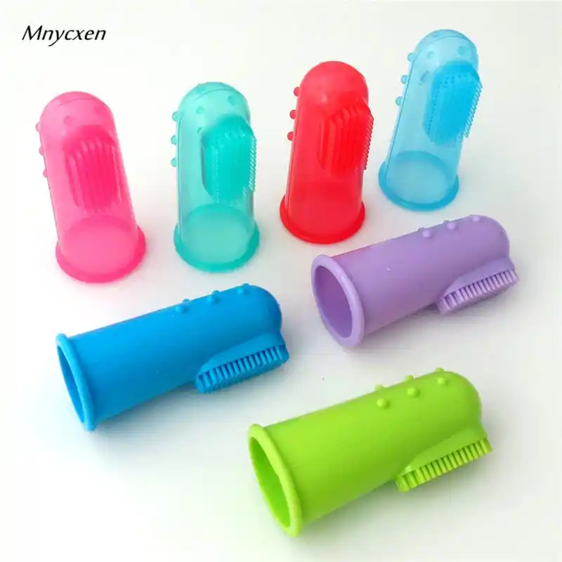 5.4*2.5 centímetros Super Macio Escova de Dedo Escova de Dentes do animal de Estimação Cão de Pelúcia Além de Mau Hálito Cuidados Com Os Dentes Tártaro Cão Gato materiais de limpeza @ W