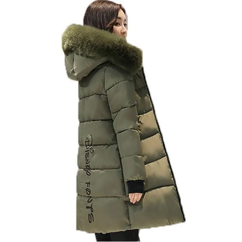 ##BUY Winter jacket Women 2018 Mid long Thicken Warm cotton padded Down Parkas Coat Faux Fur Collar Hooded Jacket for girl AC182