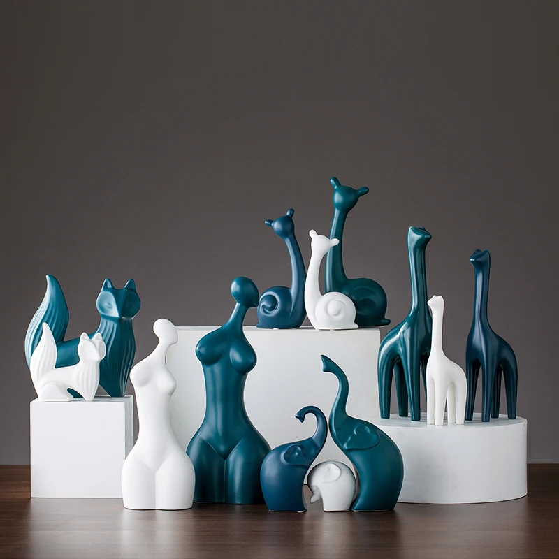 Nordic Style Ceramic Animal Ornament Home Decoration Accessories Livingroom Creative Table Deer Figurines Art Wedding Gifts | Дом и сад