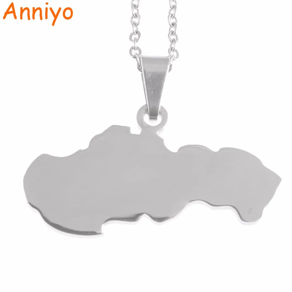 

Anniyo Slovakia Map Pendant Necklaces Silver Stainless Steel Slovenska Jewelry Maps #038421
