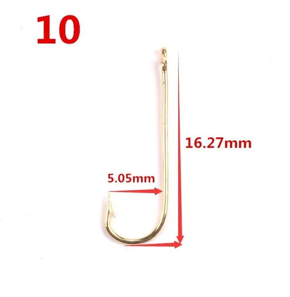 MIZUGIWA Long Shank Aberdeen Fishing Hooks Fresh Water Living Baits Hook Fish Jig Hooks PanFish Crappie Gold 100pcs - Цвет: size 10