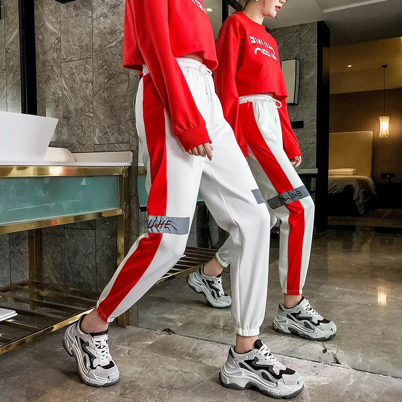 

women hip-hop Pants bunch legs fashion pants Harajuku street BF Vintage lattice Punk fun pants