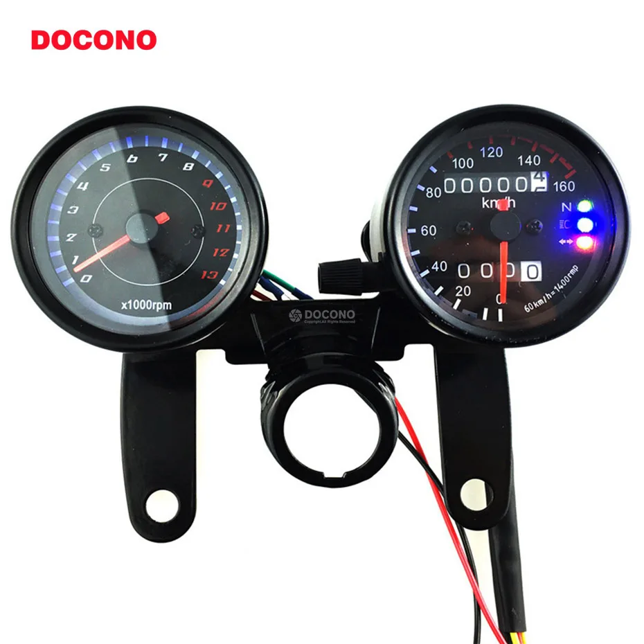 DOCONO 12V мотоцикл цифровой спидометр одометр 0 160 км/ч 13000 об/мин цветной