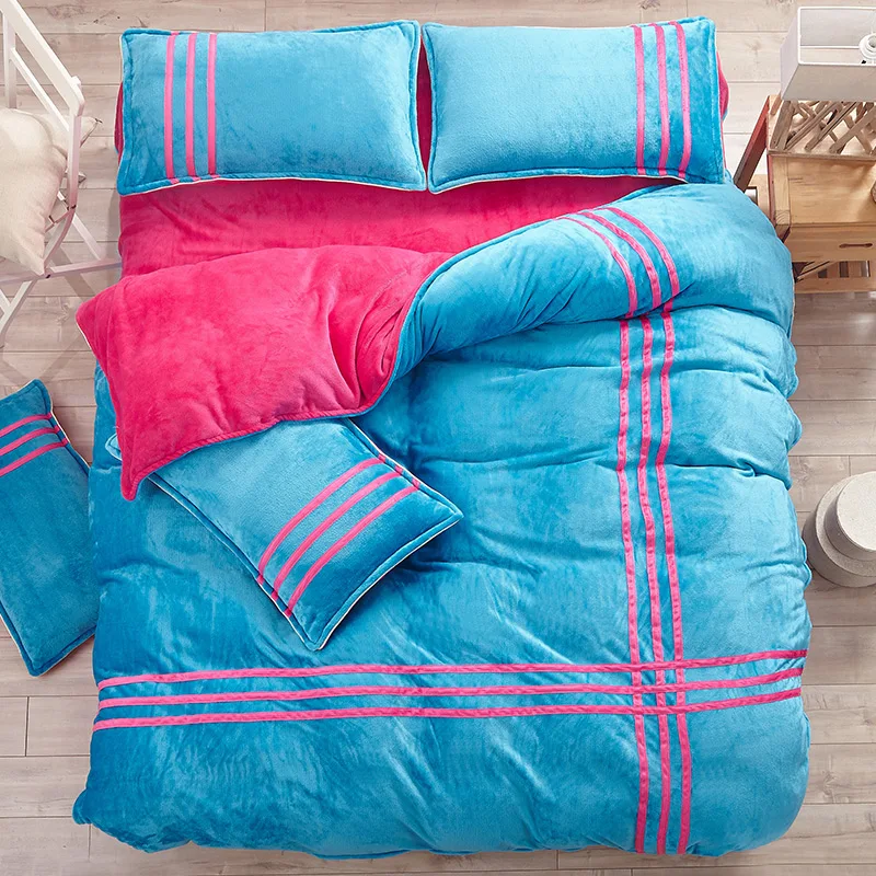 

Movement fashion contracted flannel bedding stes , king queen size 4pcs