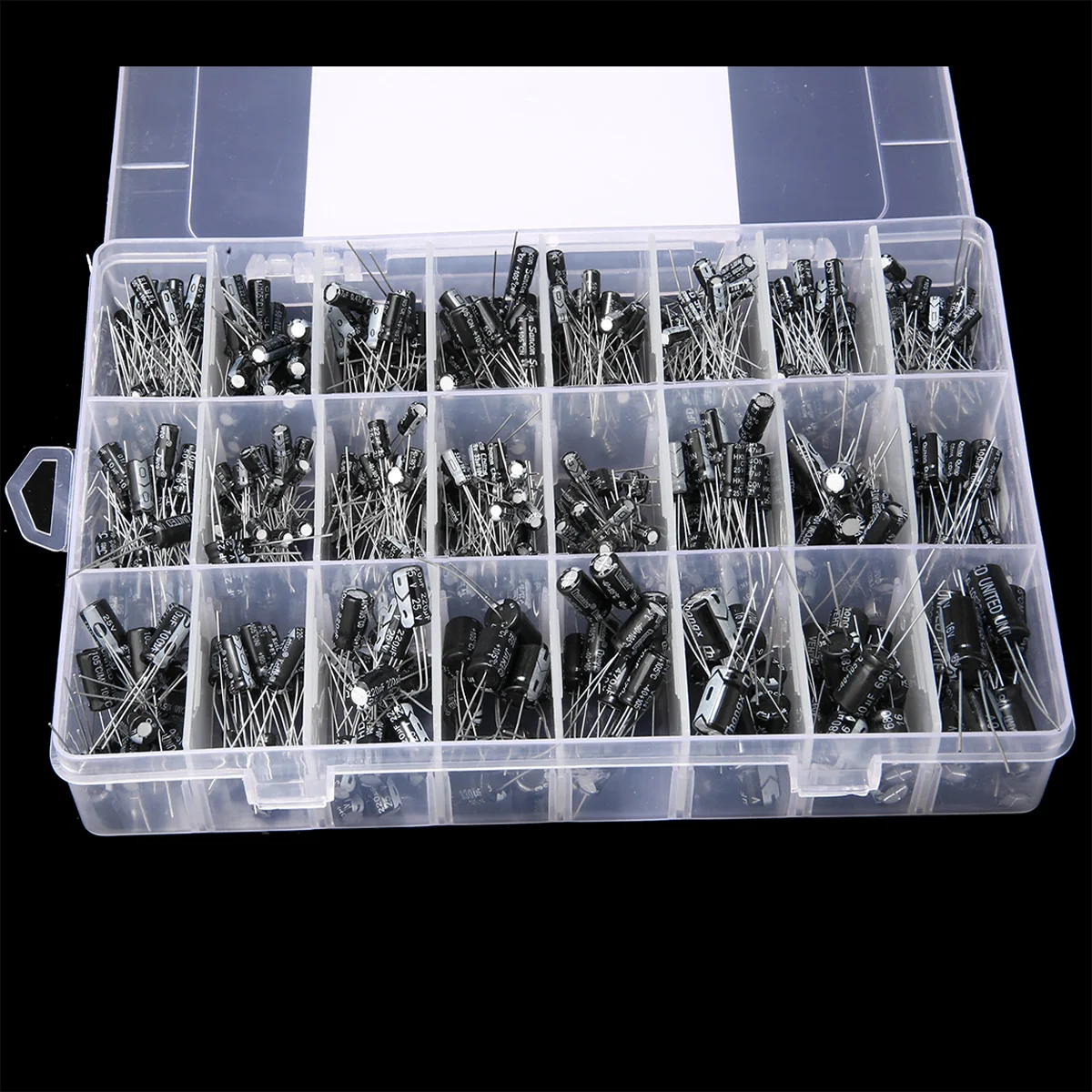 500pcs Durable 16V-50V Electrolytic Capacitor Assortment Kit 24 Value 0.1UF-1000UF Assorted Box Kit for DIY Making Circuit Tools