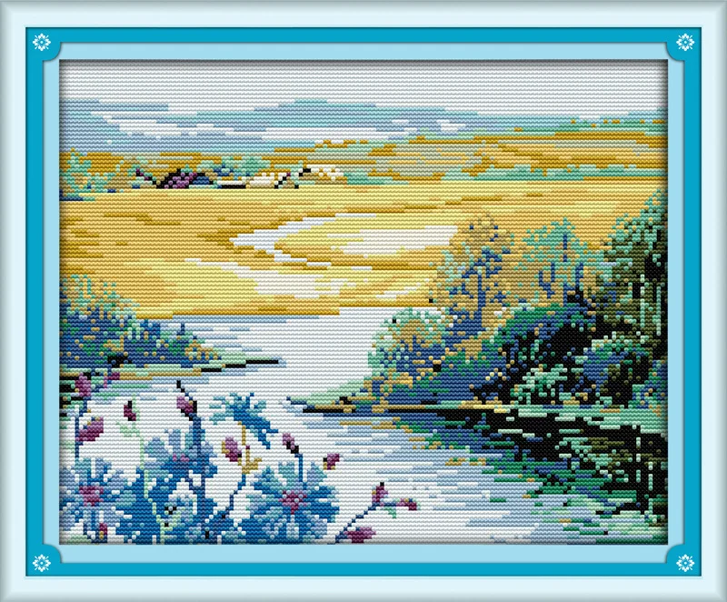 

Beautiful spring season Printed on Canvas DMC Counted Chinese Cross Stitch Kits printed Cross-stitch set Embroidery Needlework