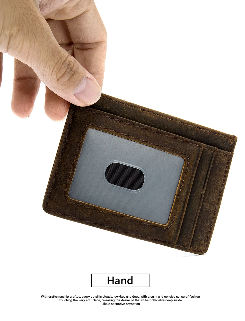 Card Holder Leather Genuine for Money Bag Mini Business Credit Card Holder Wallet Men Coin Purse Simple Cards Case 18