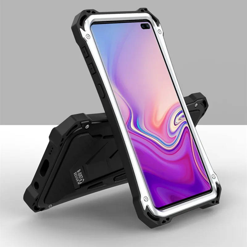 

R-Just Armored Element Design Case for Samsung Galaxy S10 S10 Plus Aluminum Silicone Military Heavy Duty Phone Cases Shell