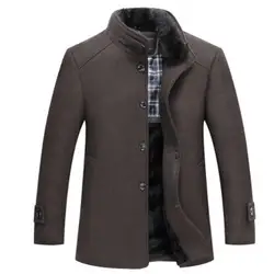 Натуральная мужская шерстяная куртка, зимняя длинная секция плюс бархатная Толстая шерстяная куртка, модная Повседневная Деловая куртка с