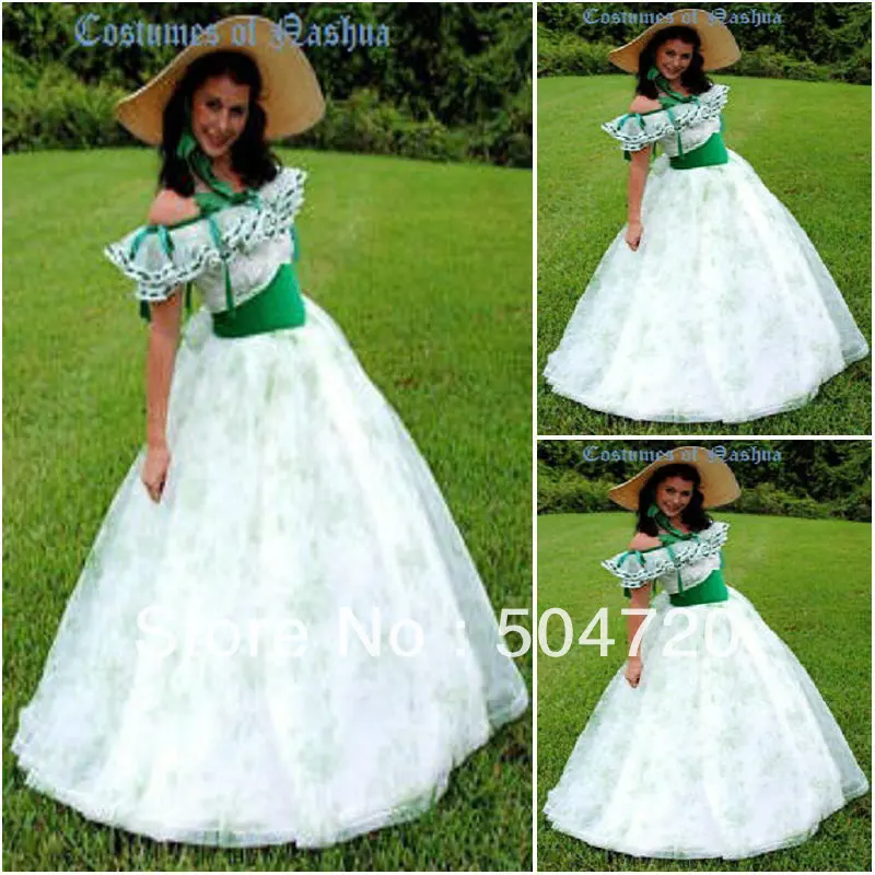 

White Civil War Southern Belle Gown Victorian dress US6-26 V-272