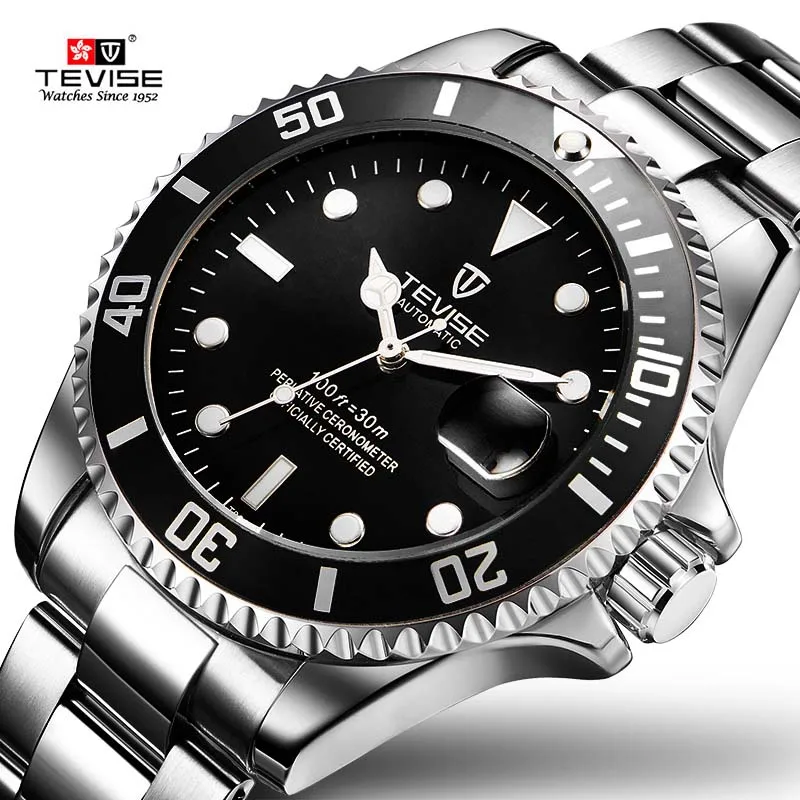 2017 Tevise Brand Men Mechanical Watch Automatic Role Date Fashione Luxury Submariner Clock Male Reloj Hombre