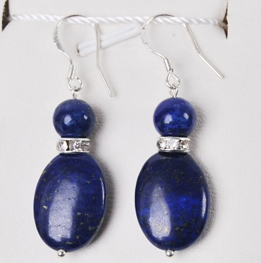 

Free shipping@@@@@ Real Natural Egyptian Lapis Lazuli /Silver Hook Dangle earrings b07