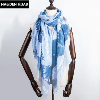 

Fashion hijab New sheep stick printing tie-dye splicing foreign trade scarf A woman's pashmina bandanna Independent packing