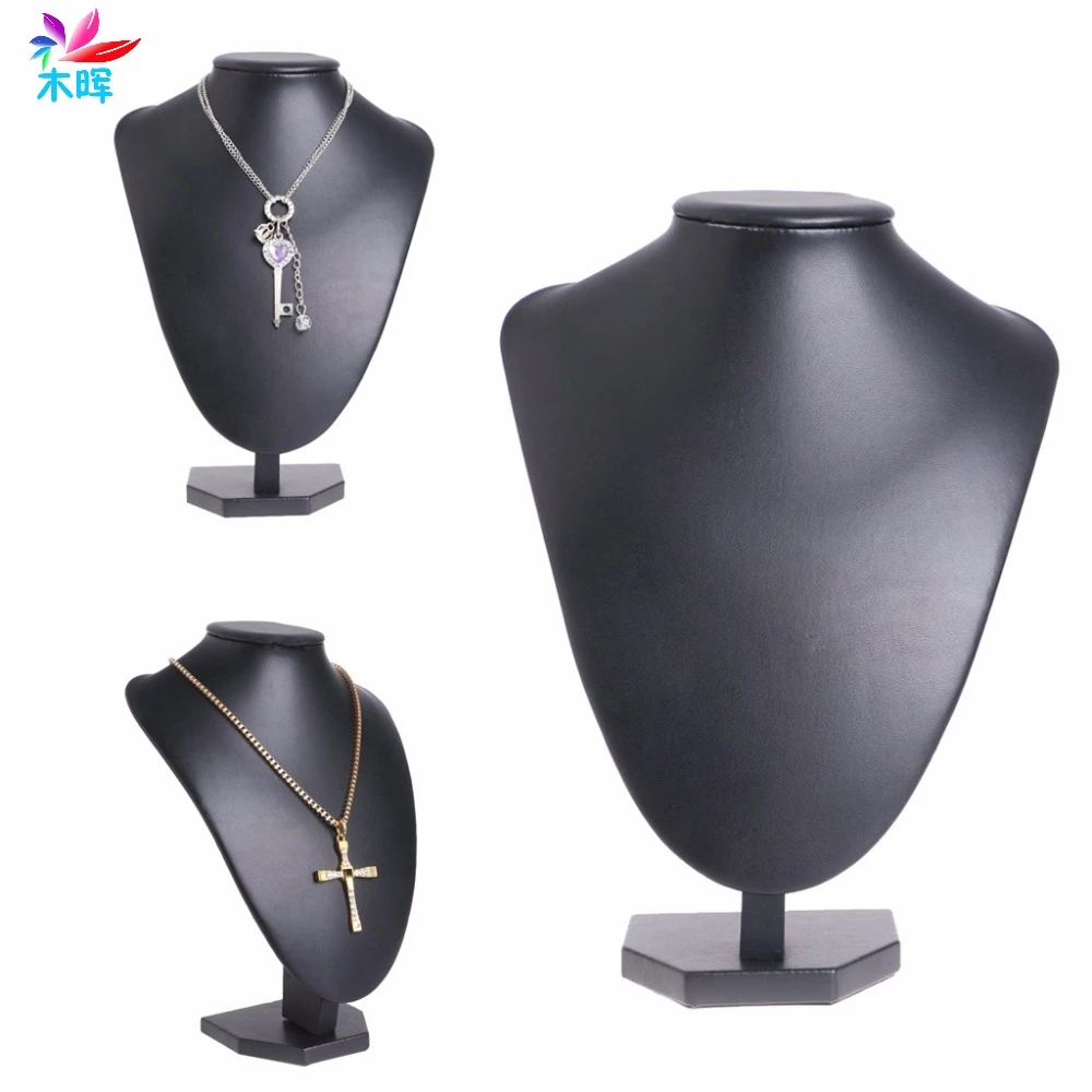 Leather Jewelry Necklace Pendant Neck Model Props Display Stand Holder