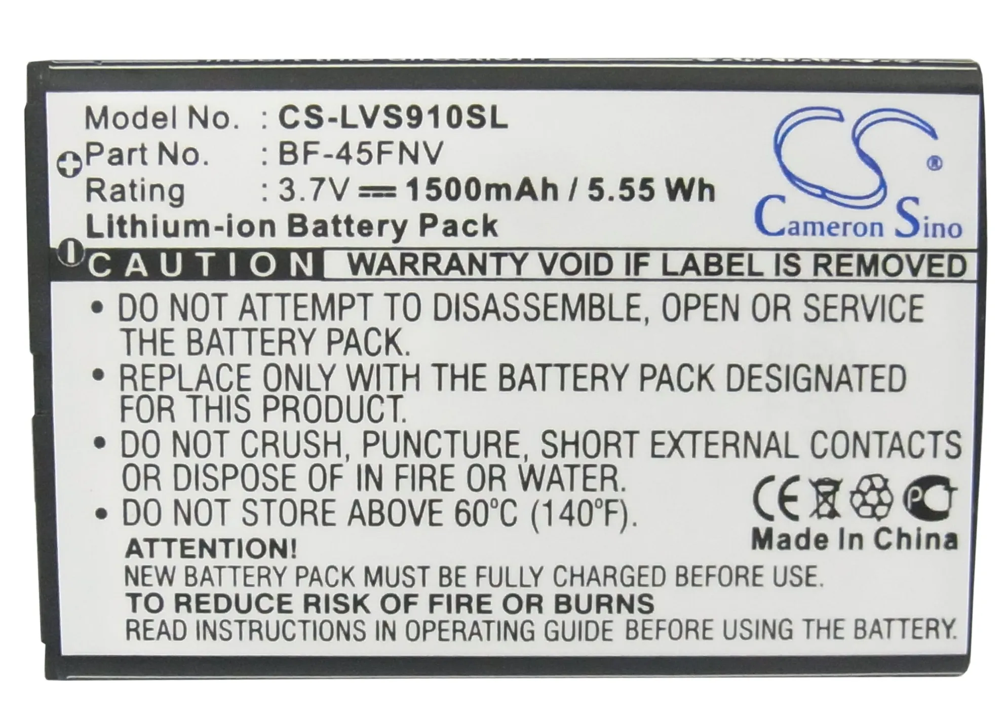 BF 45FNV батареи Cameron Sino 1500 мАч для LG esteme 4G MS910 Revolution US760 VS910 MetroPCS Verizon VS910|cameron sino|battery