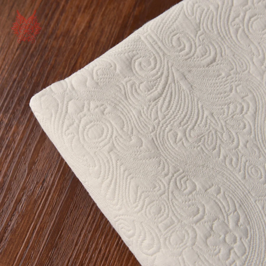 American style beige white floral embossed fabric for dress cotton
