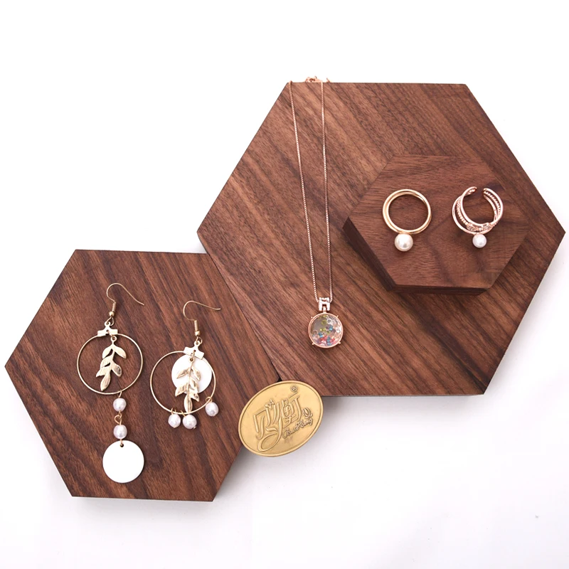  Solid Wood Jewelry Display Blocks Jewelry Display Stand EarringsPendant Bracelets Ring Display Rise