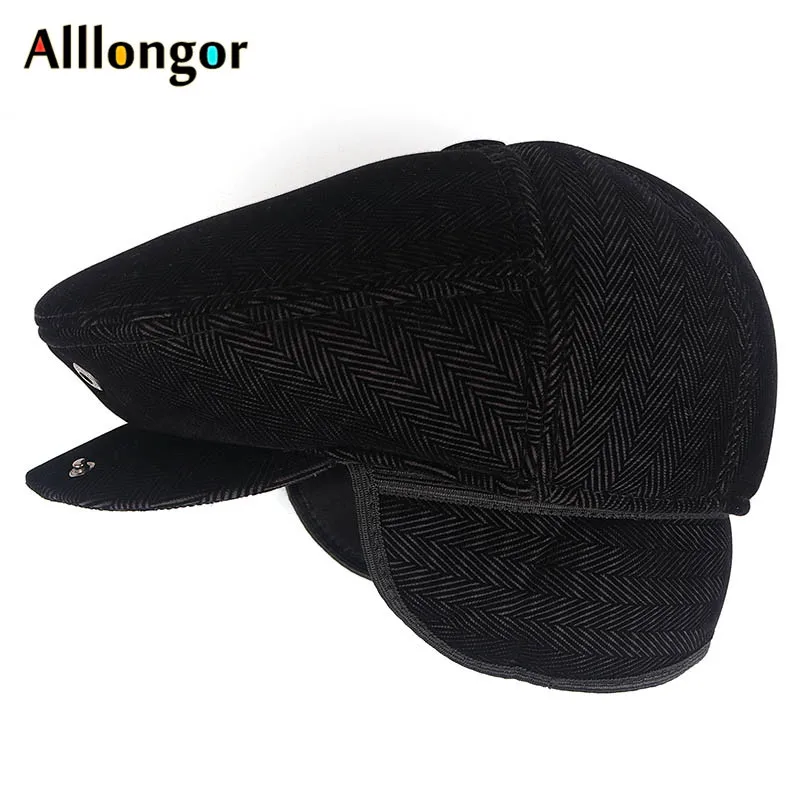 Autumn Winter Dad Hat Warm Beret Wool Male Berets Men tweed Plaid Black newsboy Cap Advance Ivy flat cap Peaked Hats Boina