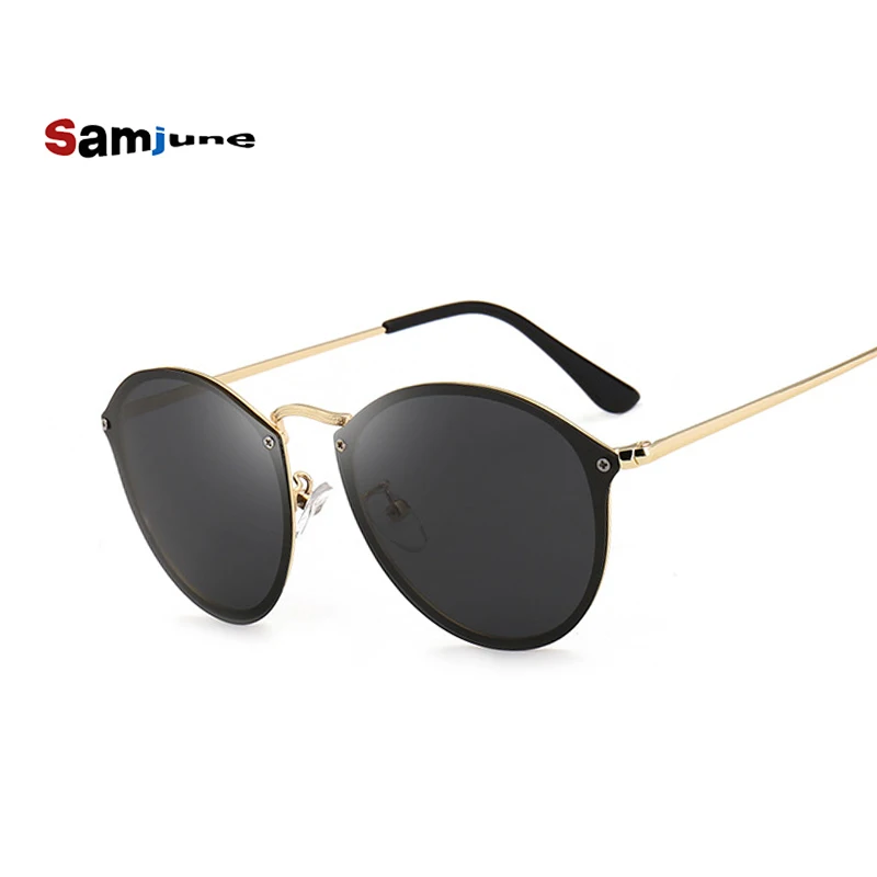 Samjune, модный тренд 3574, блестящие круглые стильные солнцезащитные очки, Ретро стиль, фирменный дизайн, цветные зеркальные солнцезащитные очки для женщин, Oculos De Sol