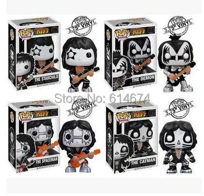 Funko POP 10cm Kiss Pop Rocks 4 Piece Vinyl Figure Set classic frozen toys for adult gift -only 1 shipping fee