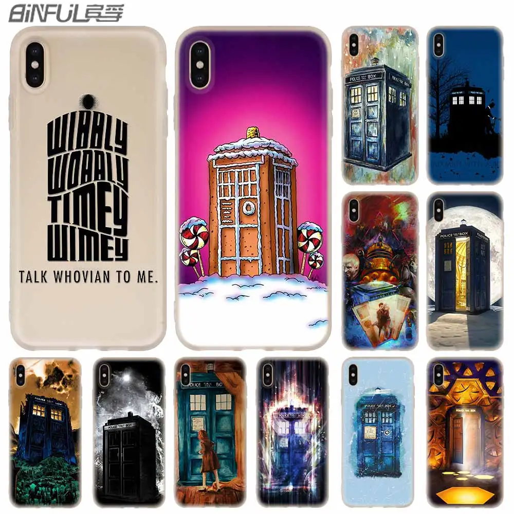 

Cases Silicone soft Cover for iPhone 11 Pro X XS Max XR 6 6S 7 8 Plus 5 4S SE Tardis Box Doctor Who TV