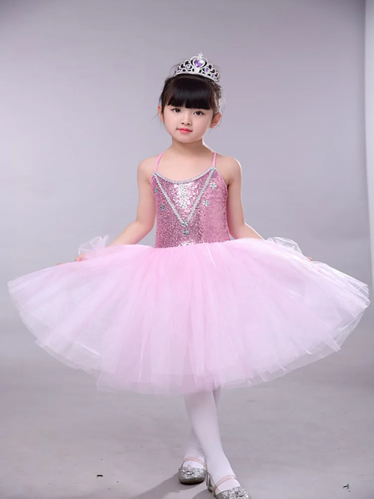 

New Female Children's Ballet Tutu Skirts Giselle Swan White Romantic Style Long Tutu Ballet Dance Costumes Ballerina Dress