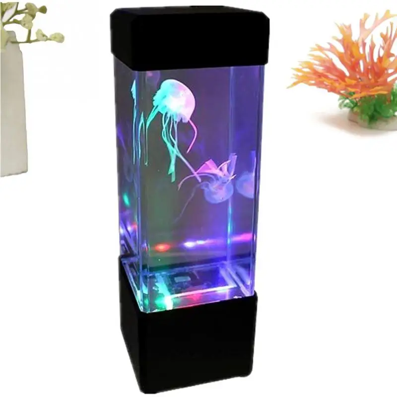 

New LED Desktop RGB Changing Fish Aquarium Tank Lights Relaxing Bedside Table Motion Night Jellyfish Lamp Holiday Kids Gift