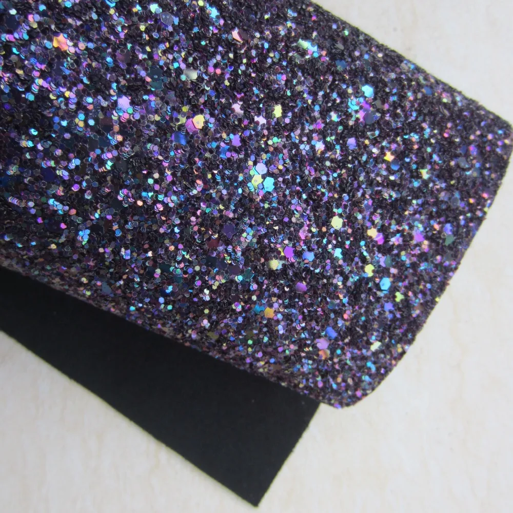 

A4 sheet 8"X11.8" Deep Purple 3D Mix Chunky Glitter Fabric Leather Faux PU leather Fabric For craft Sewing bow DIY 1pieces F0033