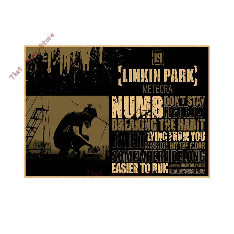 Винтажная ретро-рок-группа Linkin park, музыкальная гитара, матовая крафт-бумага, античный плакат, настенная наклейка, домашний декор