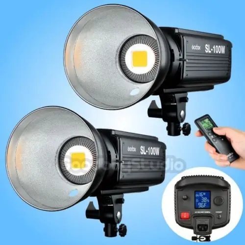 

2PCS Godox SL-100W 2400LUX Studio LED Video Light Bowens Mount with Remote