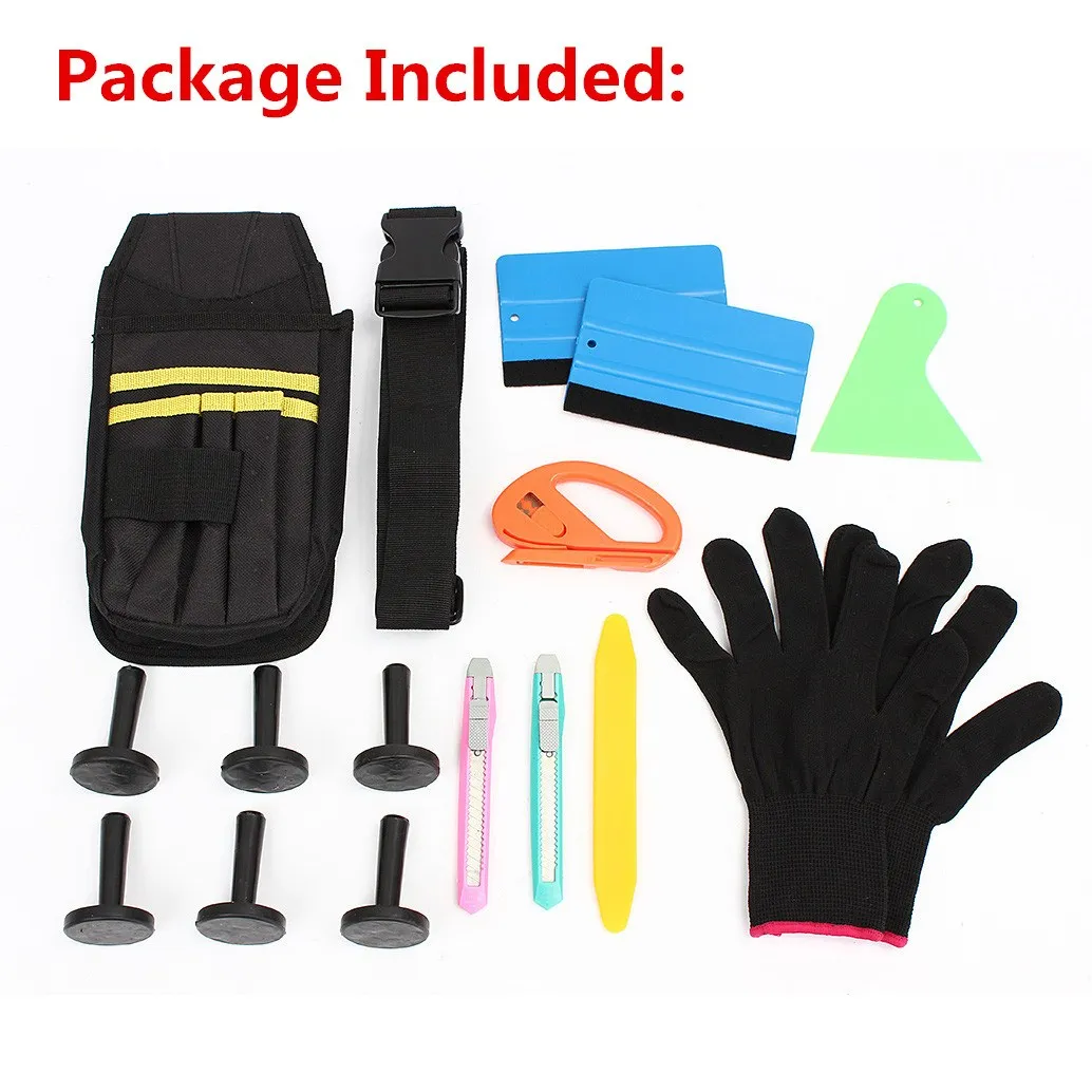 

Useful Car Wrap Vinyl Tools Kit Cutter Squeegee Bag Razor Wrapping Gloves 6 Magnets