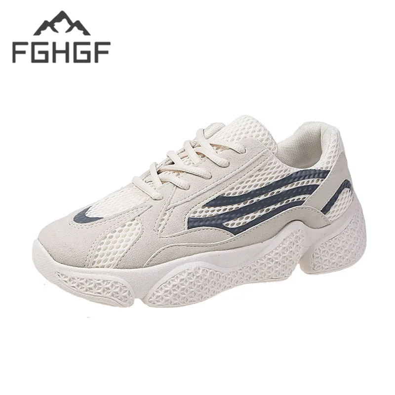 

FGHGF Women Shoes For 2019 New Chunky Heels Sneakers For Casual Fashion Dad Shoes Flat Platform Mesh PU Sneakers Basket Sports