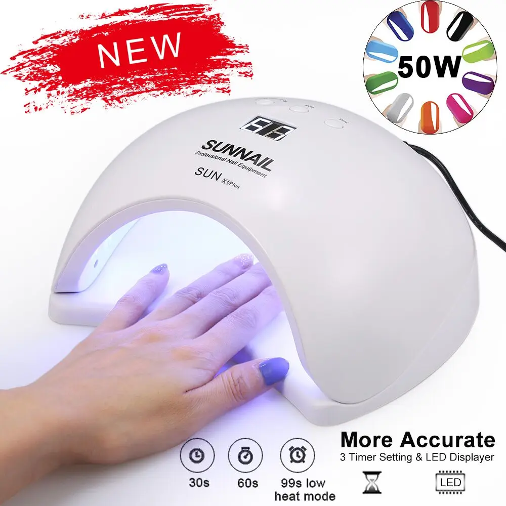 

50W UV Light LED Nail Dryer Curing Lamp for Fingernail & Toenail Gels Based Polishes with Sensor 30S 60S 99S Timer