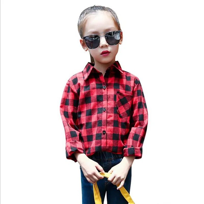 Весна 2019 новая красная клетчатая рубашка с длинными рукавами и отложным